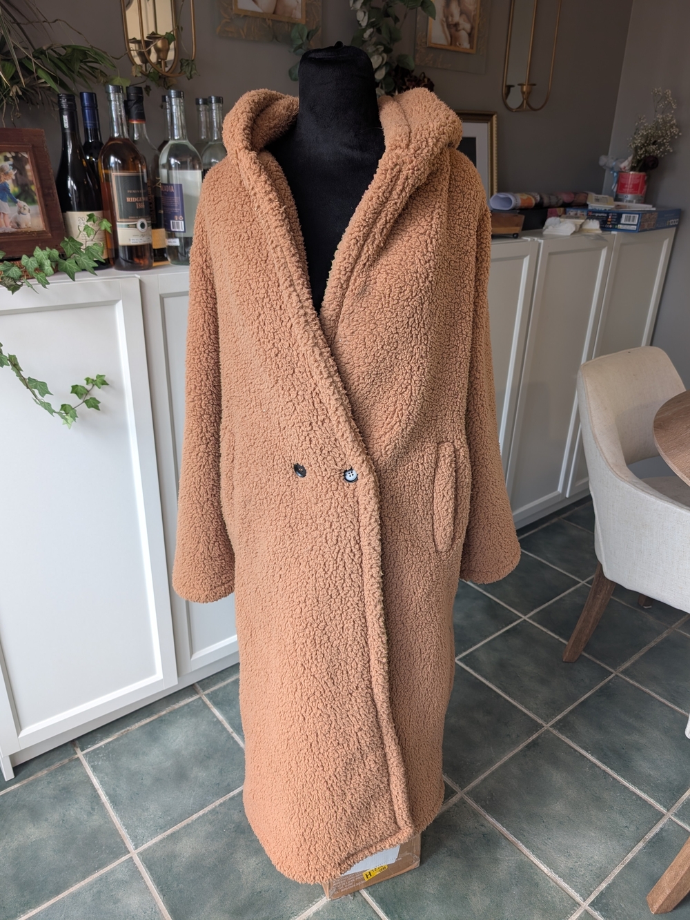 Cozy Hooded Teddy Coat  Camel